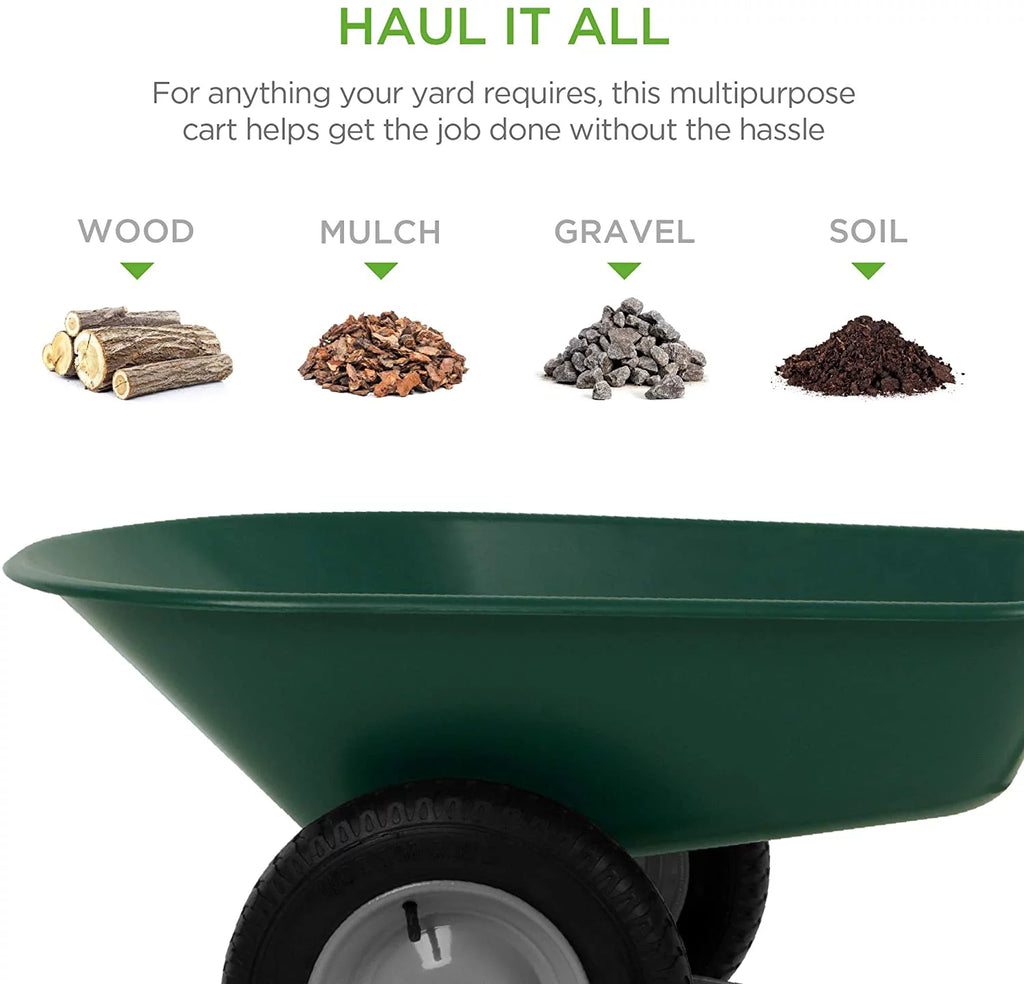 Green Dual-Wheel Utility Yard Cart B844