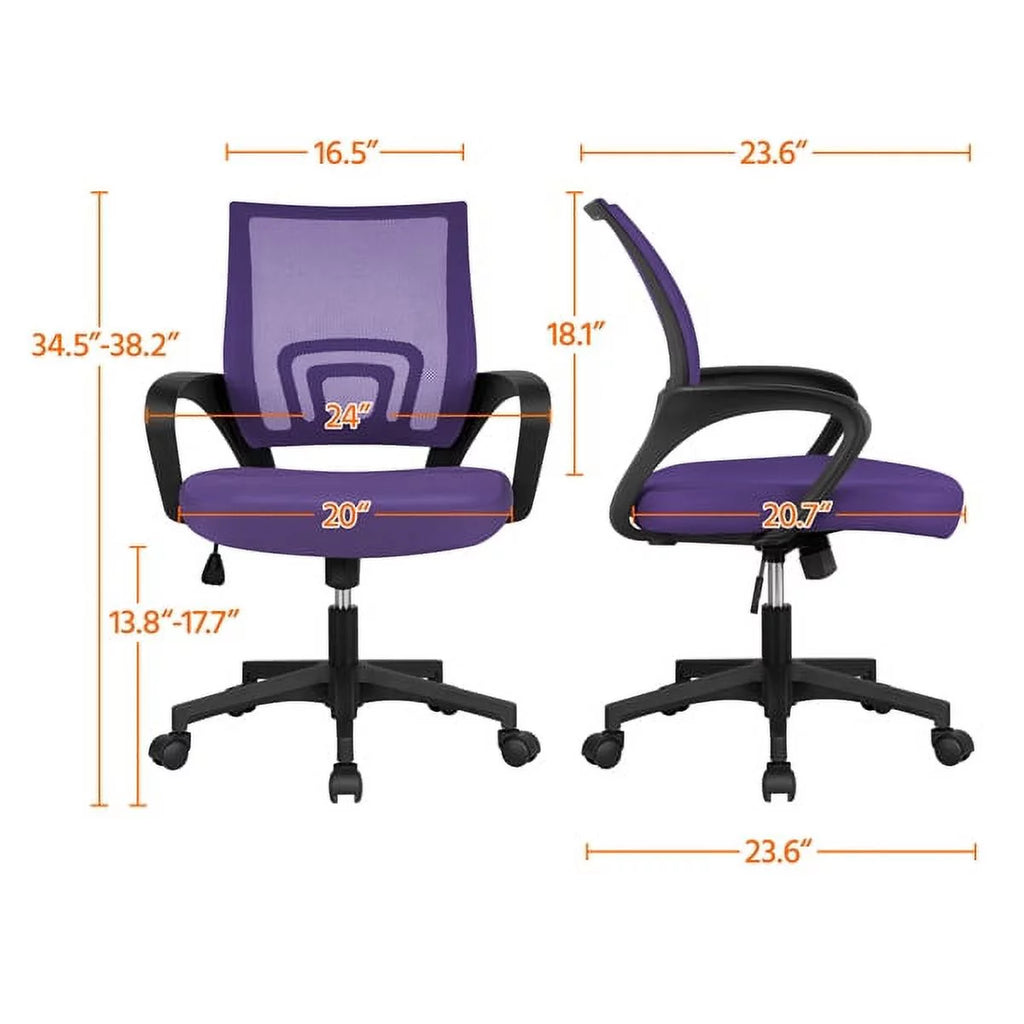 Purple Mesh Swivel Office Chair with Armrests Y82043