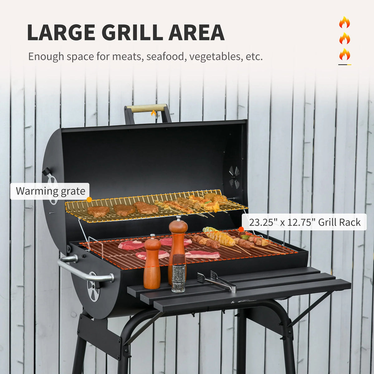 48 Steel Portable Charcoal BBQ Grill and Offset Smoker Combo A316172