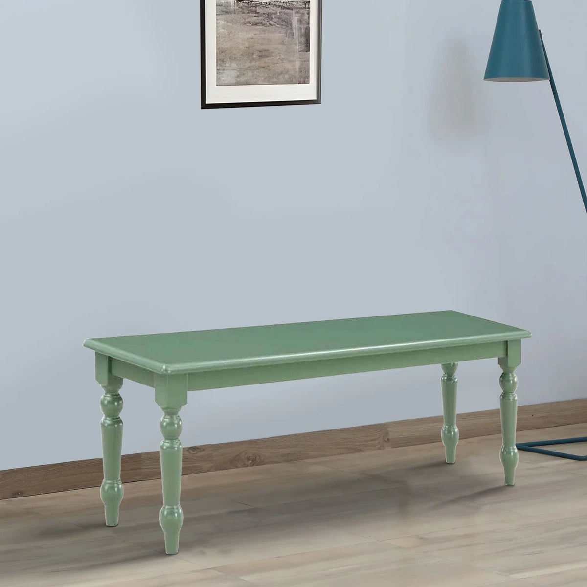 48 Inch Modern Wood Dining Bench with Turned Legs J179