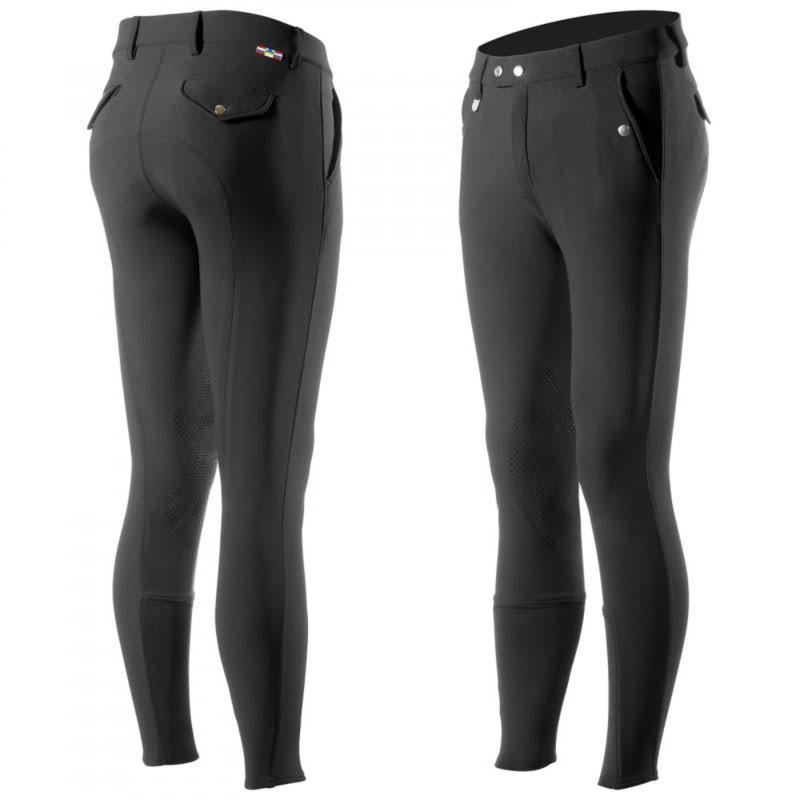 Black Silicone Knee Patch Breeches D6048
