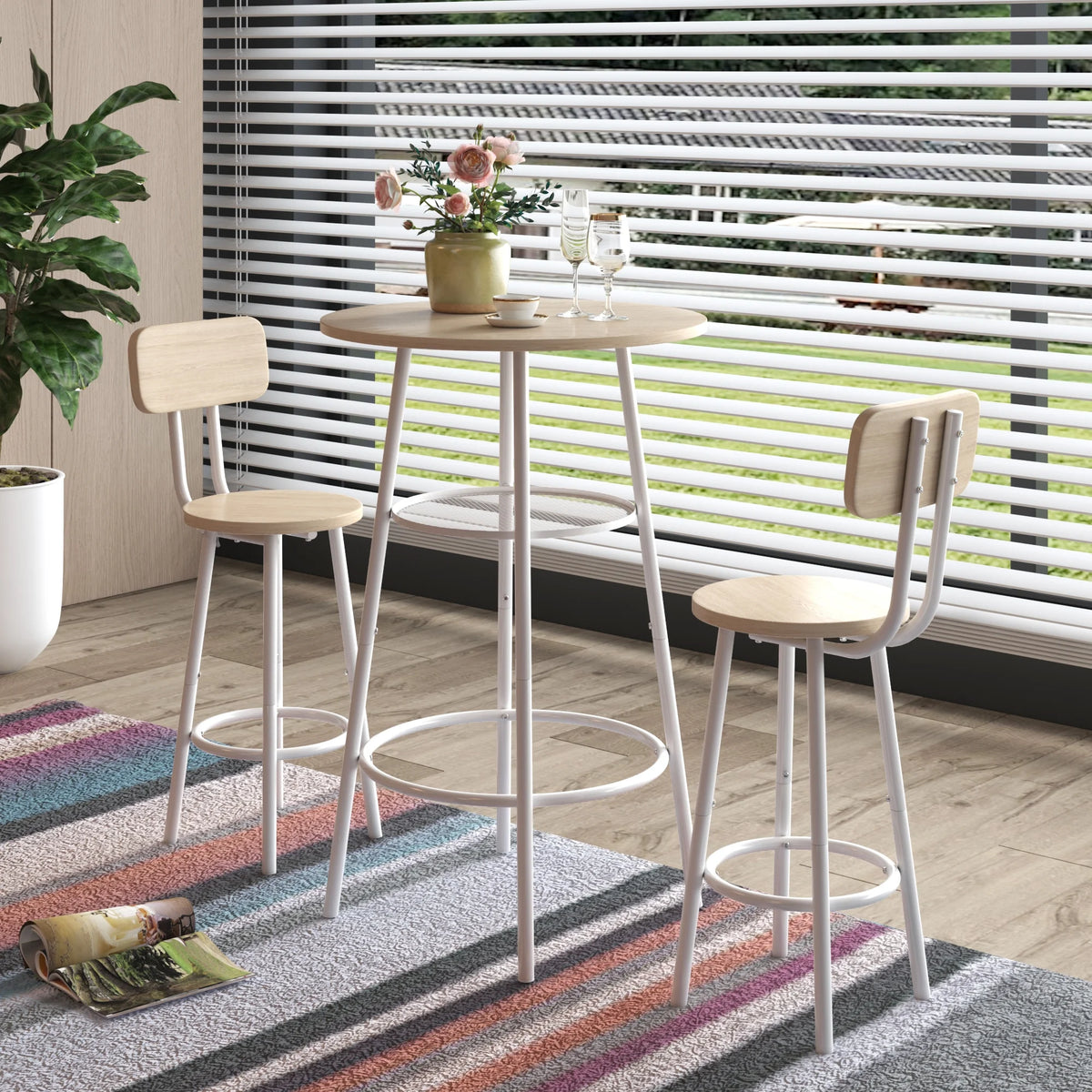 3-Piece Round Bar Table and Stools Set V3407