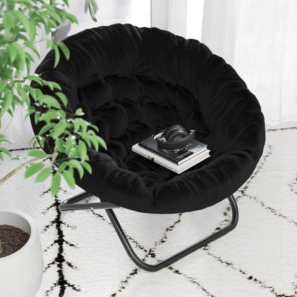 Folding XL Faux Fur Saucer Chair O30157