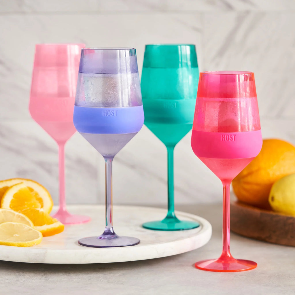 Double-Walled Stemmed Wine Glasses with Cooling Gel, 6.5 Oz, Set of 4 A137