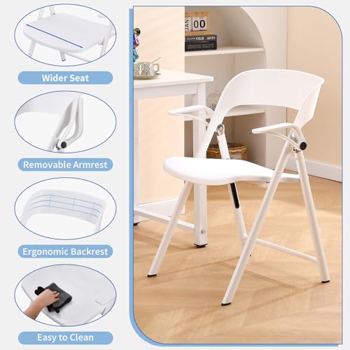 2 Pack White Plastic Folding Chair with Steel Frame C63398