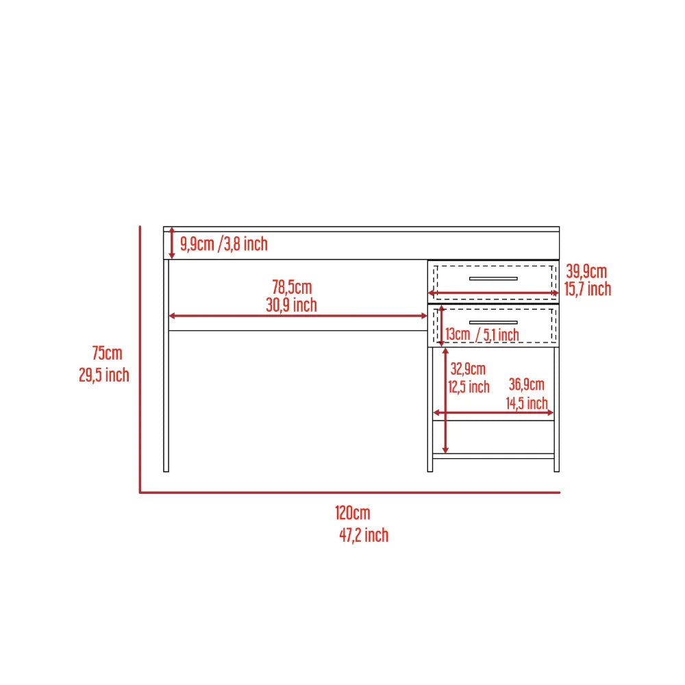 Grey 2 Drawer Desk F196