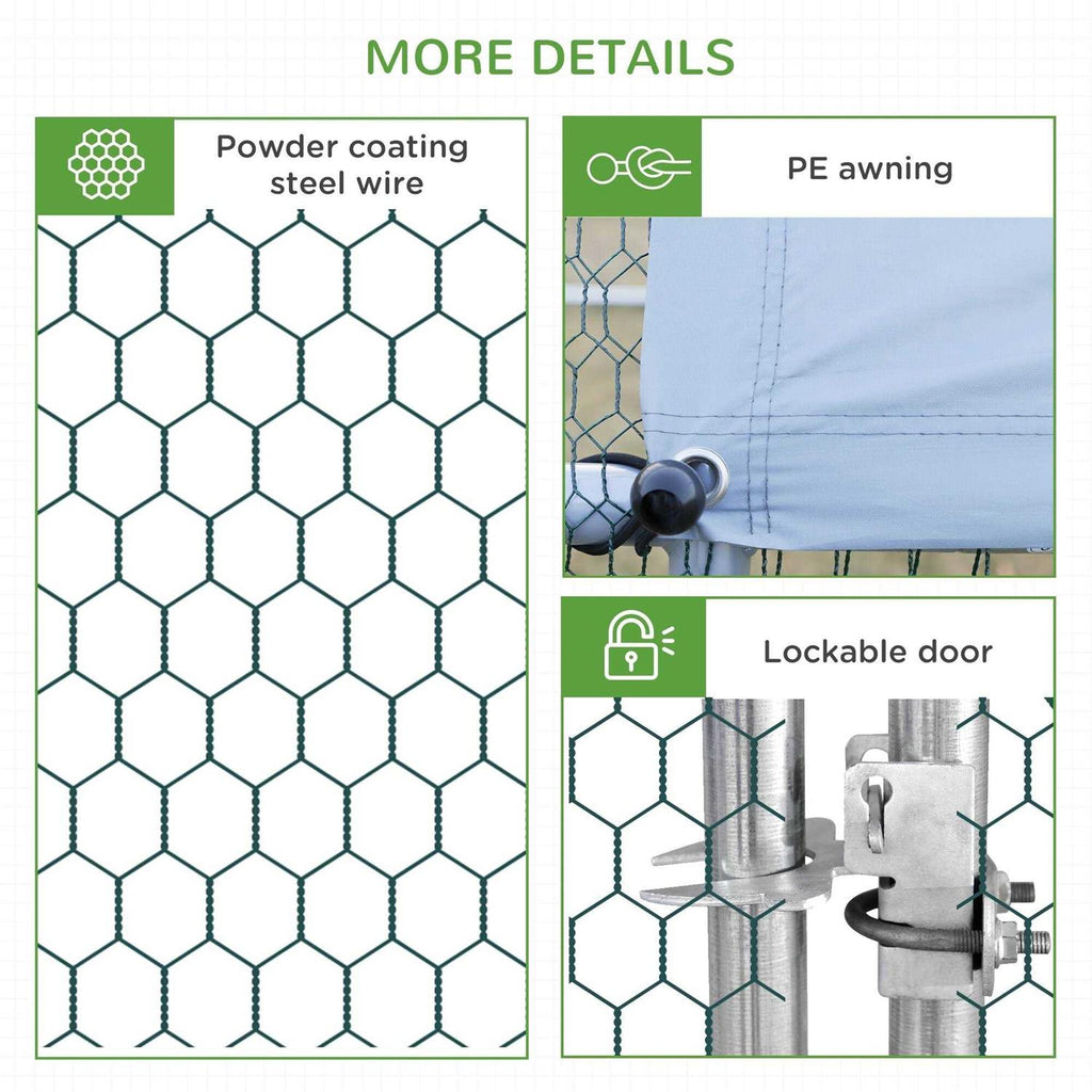 Large Metal Chicken Coop with Cover and Lockable Door U906448