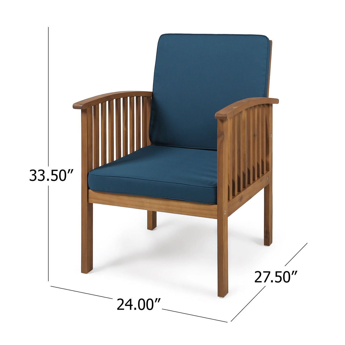 Brown Patina and Dark Teal Acacia Wood Club Chairs W733