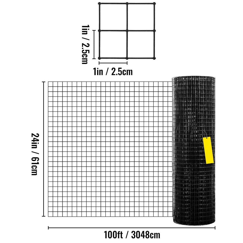 Vinyl Coated Welded Wire Fence 1x1 16 Gauge 24x100' O7578