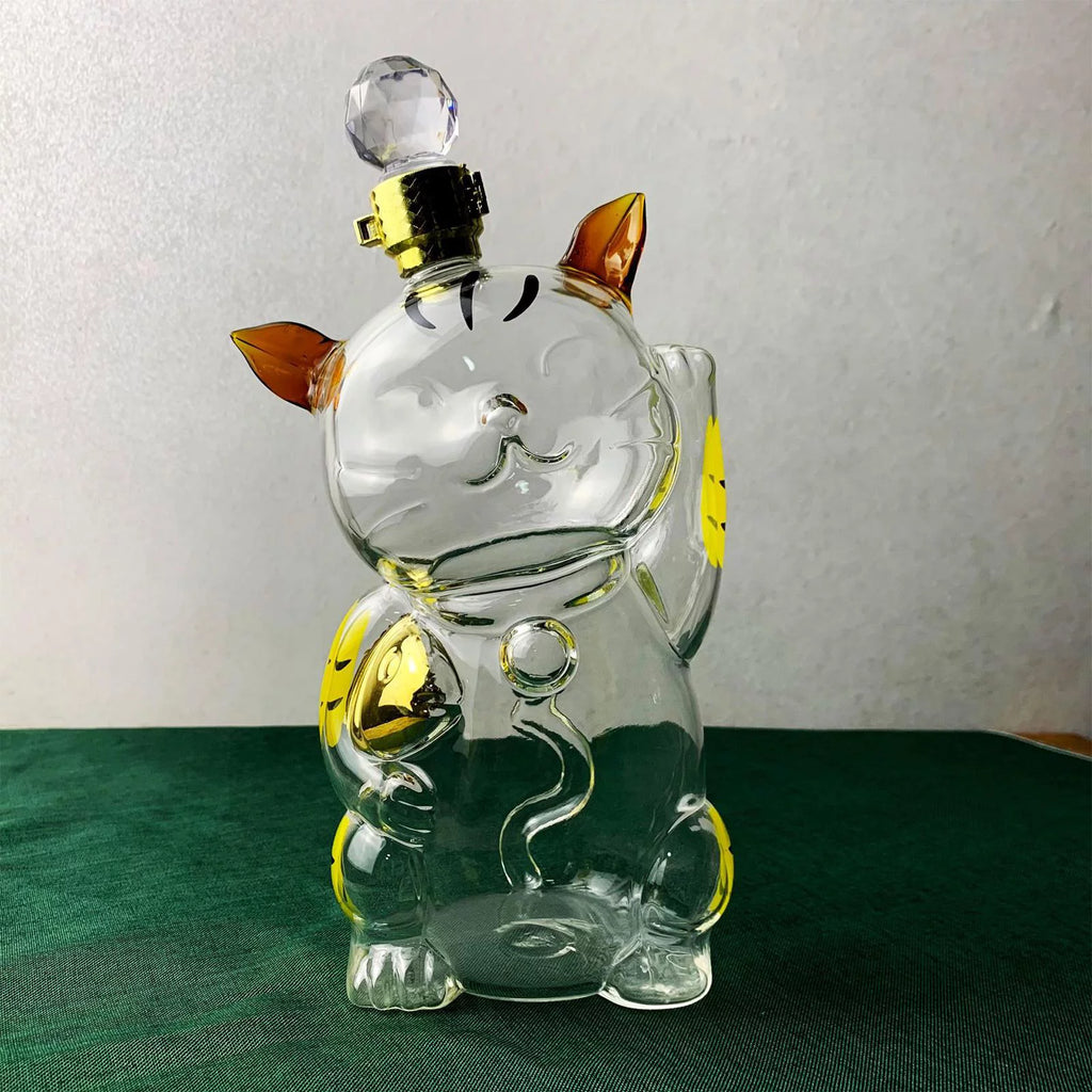 Cat Shaped Glass Decanter with Airtight Stopper A243