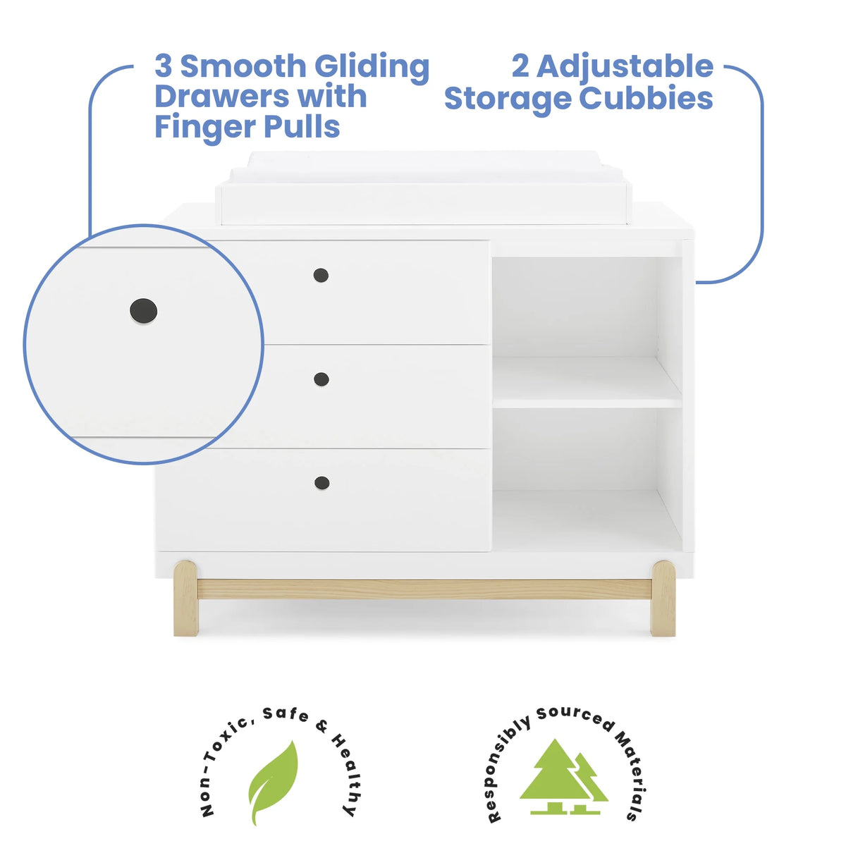 3 Drawer Dresser with Cubbies D740250