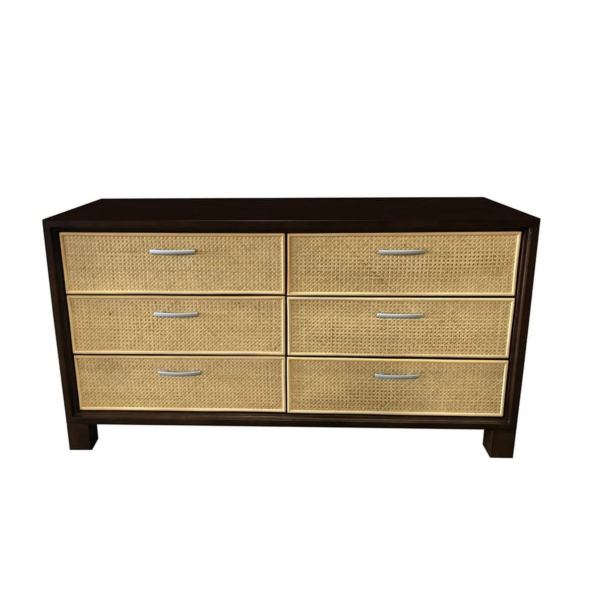 Mahogany Wood 6 Drawer Cane Dresser S7445