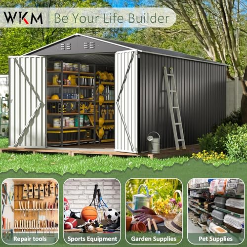 8x8 FT Metal Outdoor Storage Shed with Lockable Doors U5832