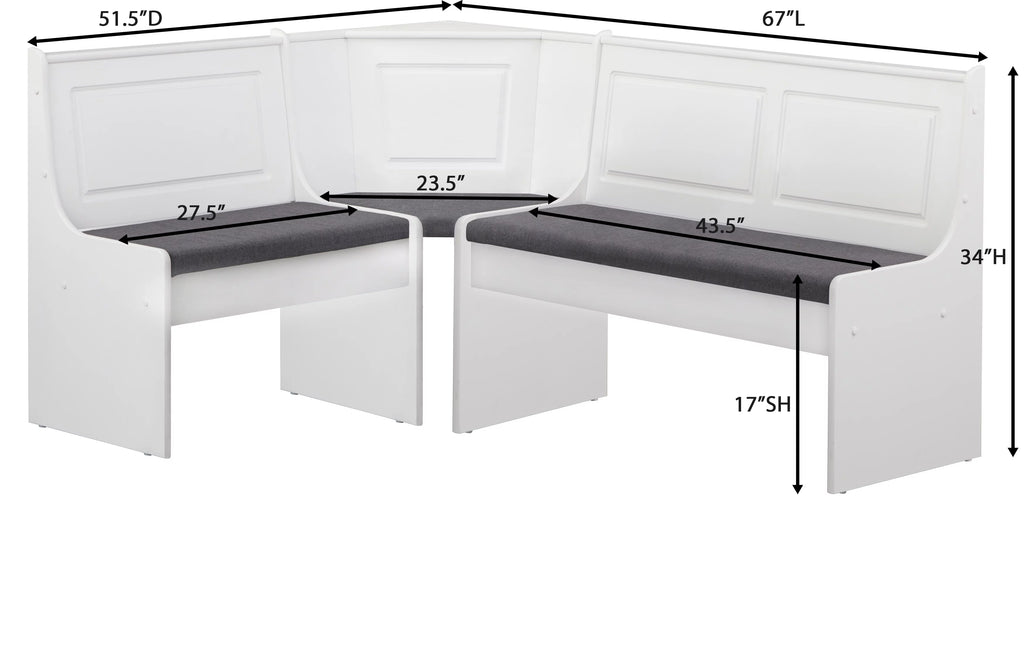 3-Piece Upholstered Dining Nook Set Q19829