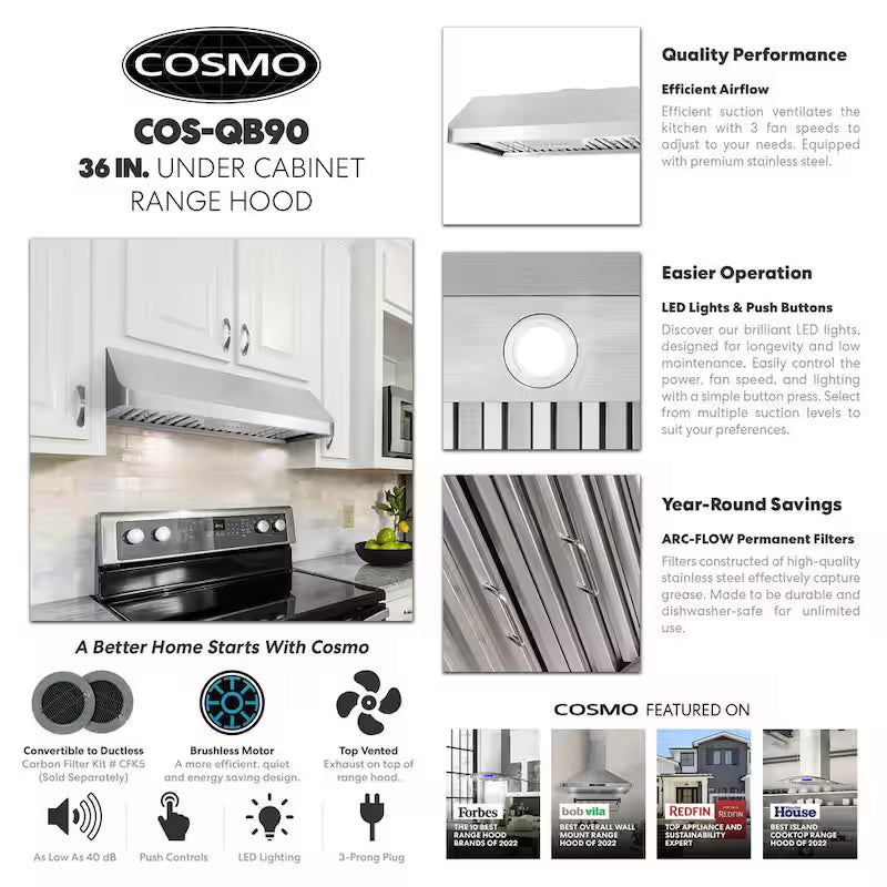 36 in. Stainless Steel Under Cabinet Range Hood Q621
