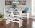 Corner Dining Nook with Table and Bench, Seats 5-6, White I935
