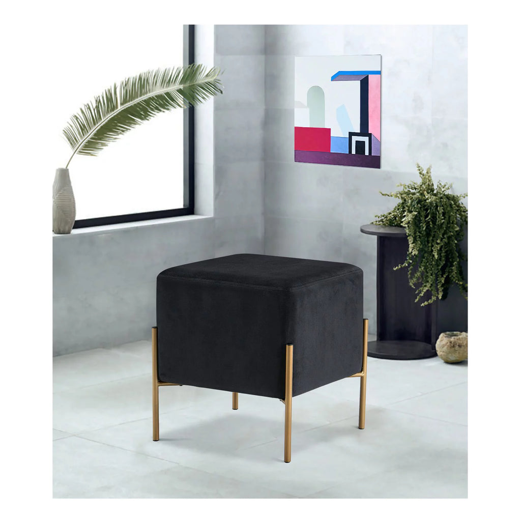 Black Velvet Ottoman Stool C114654