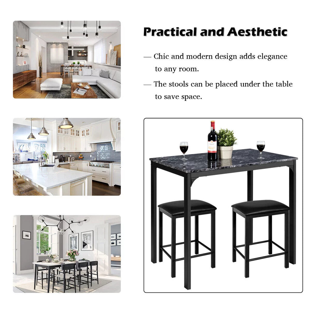 Counter Height Dining Set Faux Marble Table Q364086