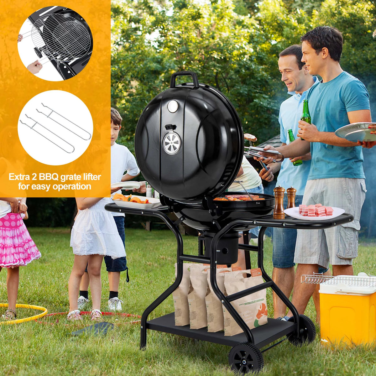 22 inch Charcoal BBQ Grill with Thermometer B540
