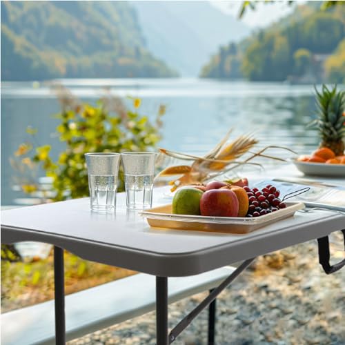 6FT Folding Picnic Table with Tablecloth, White J51175