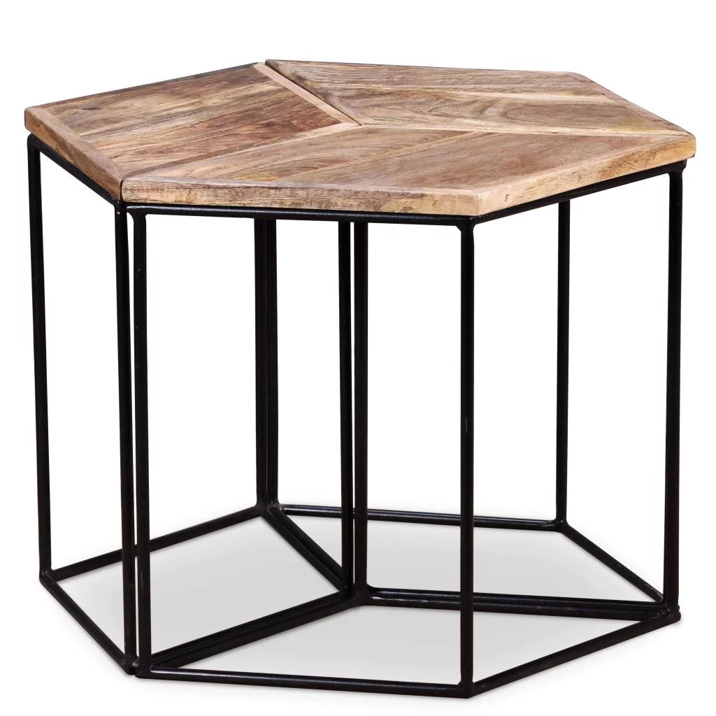 Mango Wood Coffee Table with Iron Frame B65606