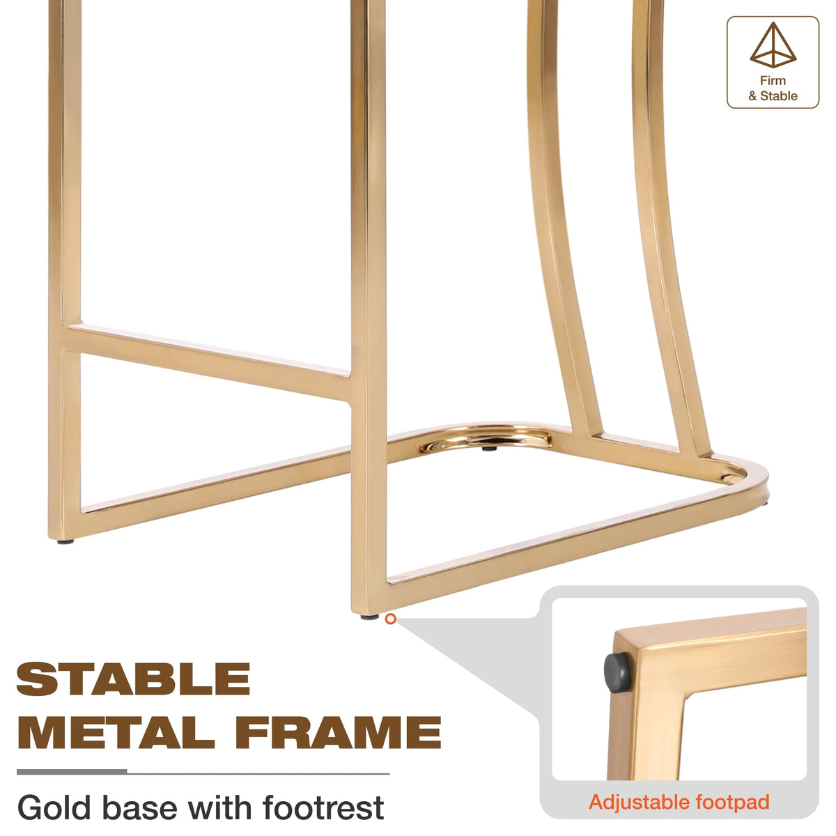 White & Gold 24 inch Bar Stools with Back Set of 2 T86501