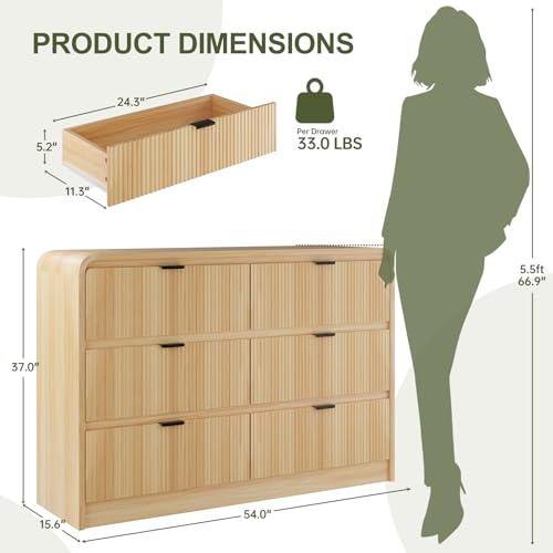 Natural Oak 5 Drawer Wood Dresser U507
