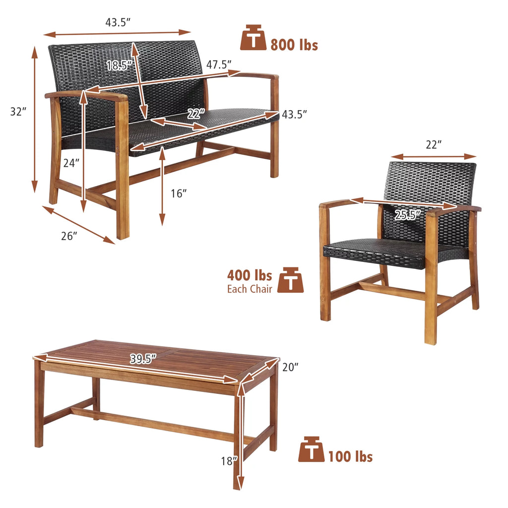 8 Pcs Acacia Wood Patio Conversation Set O428