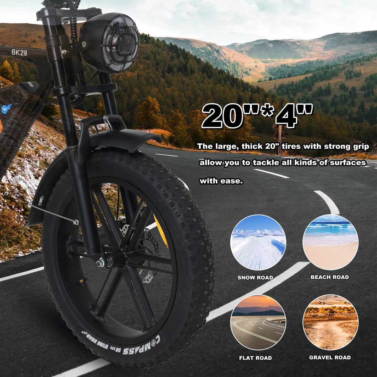750W Electric Bike 20X4.0 Fat Tire 48V 15Ah Battery L175515