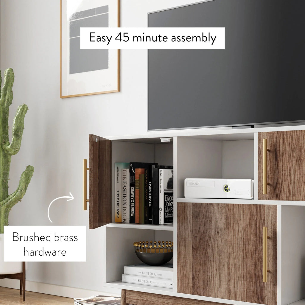 White Cube Storage with Display Shelves and Cabinet Doors E197152