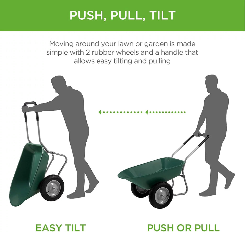 Green Dual-Wheel Utility Yard Cart B844