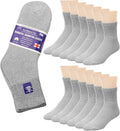 12-Pack Diabetic Quarter Ankle Socks Non-Binding Loose Fit Gray B991055