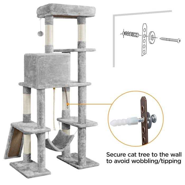 Gray 4-Level Cat Tree with Hammock Q742873