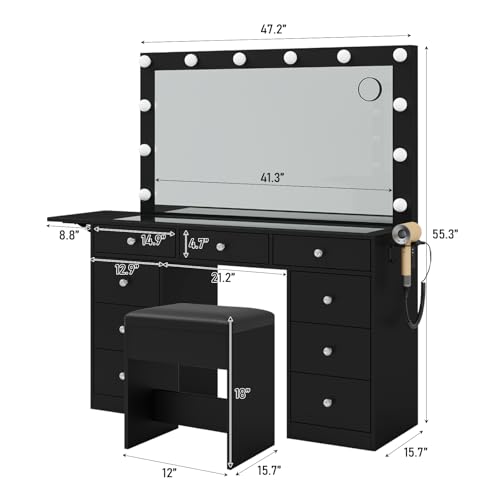 Vanity Desk with Mirror and 9 Drawers A929474