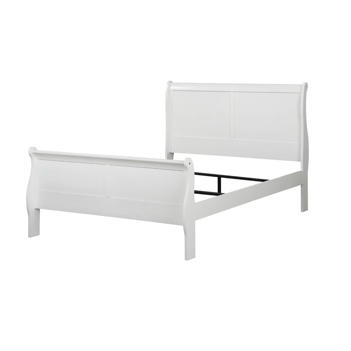 White Wooden Full Bed with Sleigh Headboard and Footboard E34232