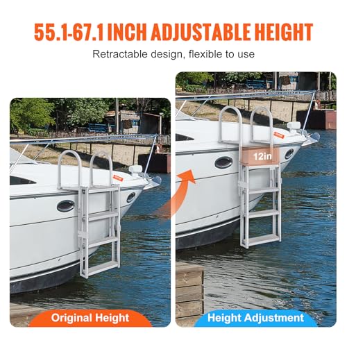 5 Steps Aluminum Retractable Dock Ladder S5634