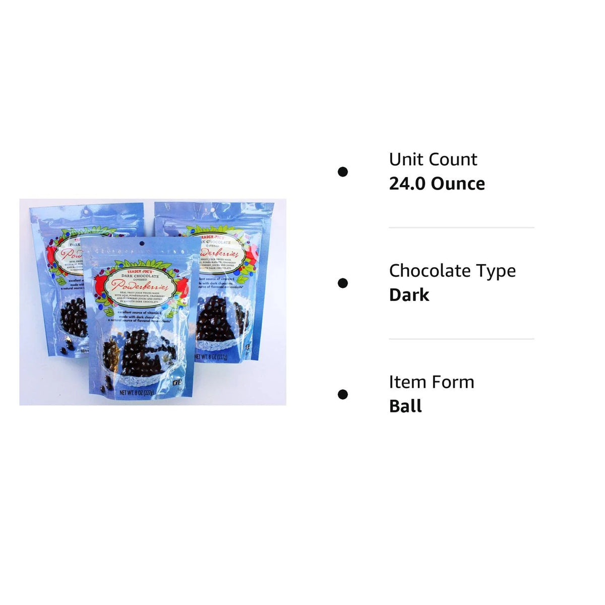 Dark Chocolate Covered Powerberries With Acai, Pomegranate, Cranberry And Blueberry Pack Of 3 X668