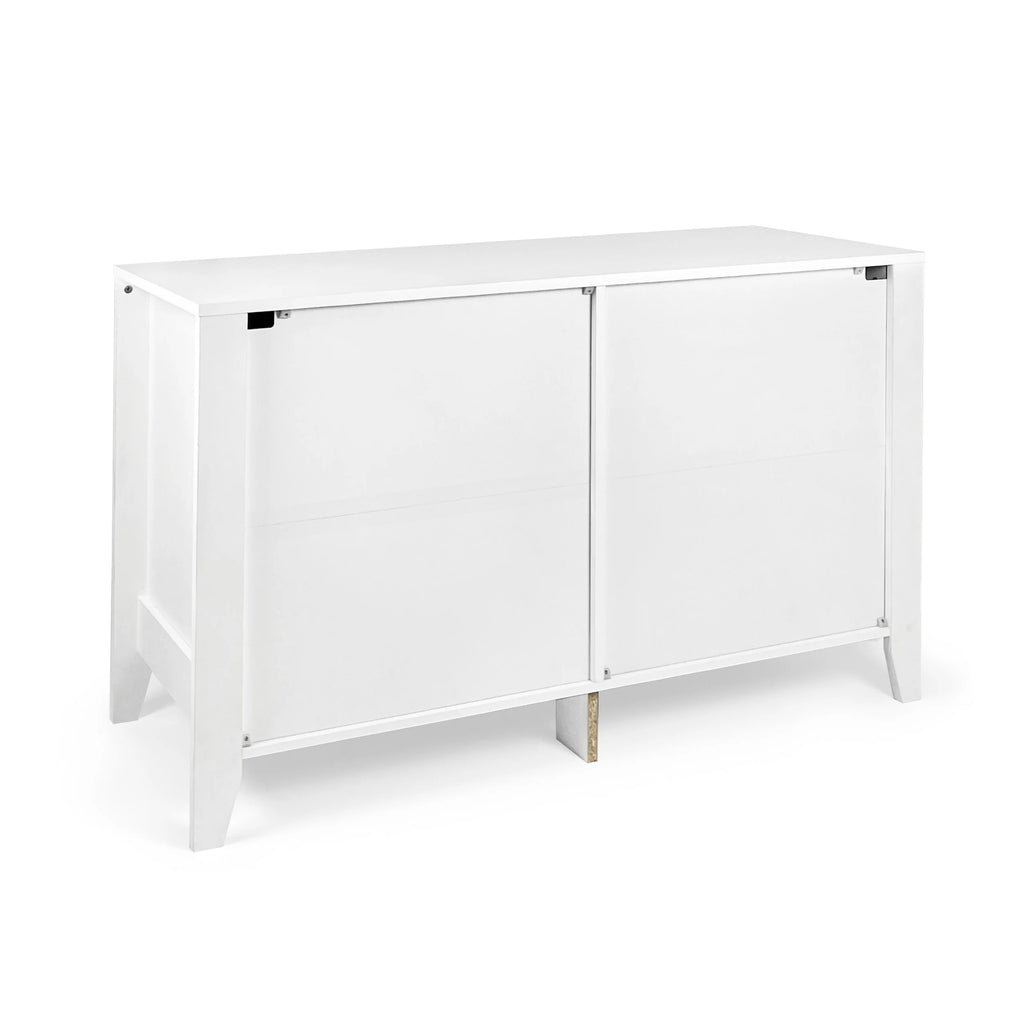 White 6 Drawer Faux Wood Double Dresser H89211