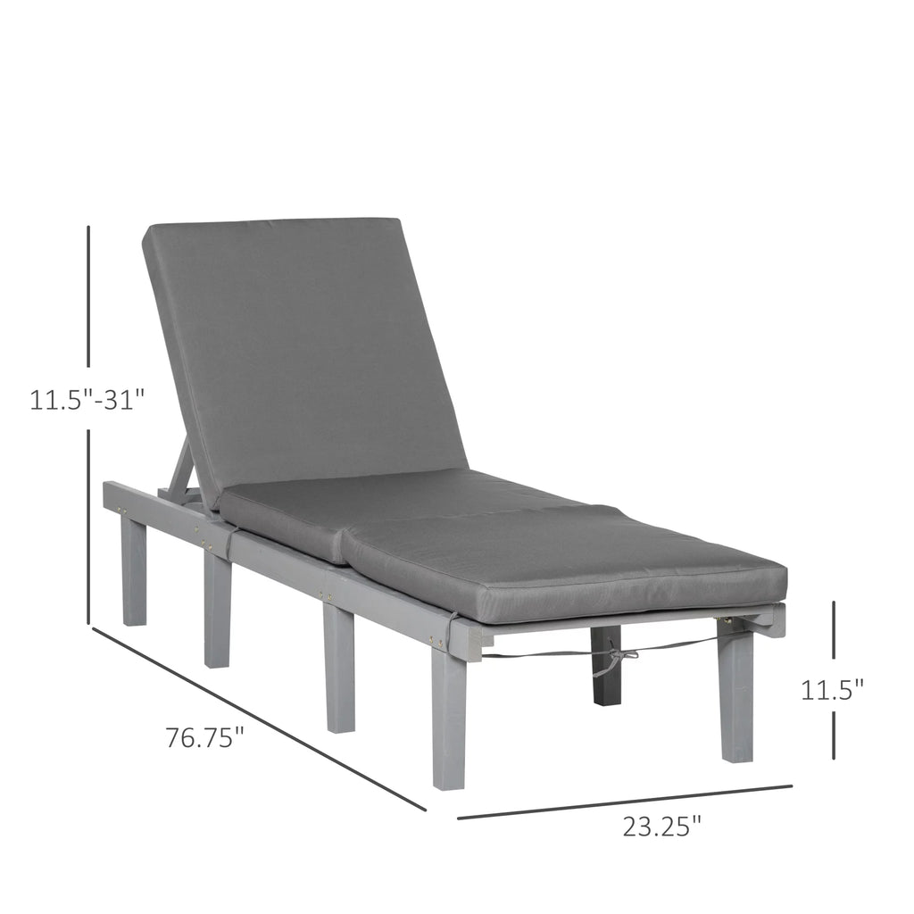 Grey 4-Position Adjustable Chaise Lounge Chair with Cushion P271