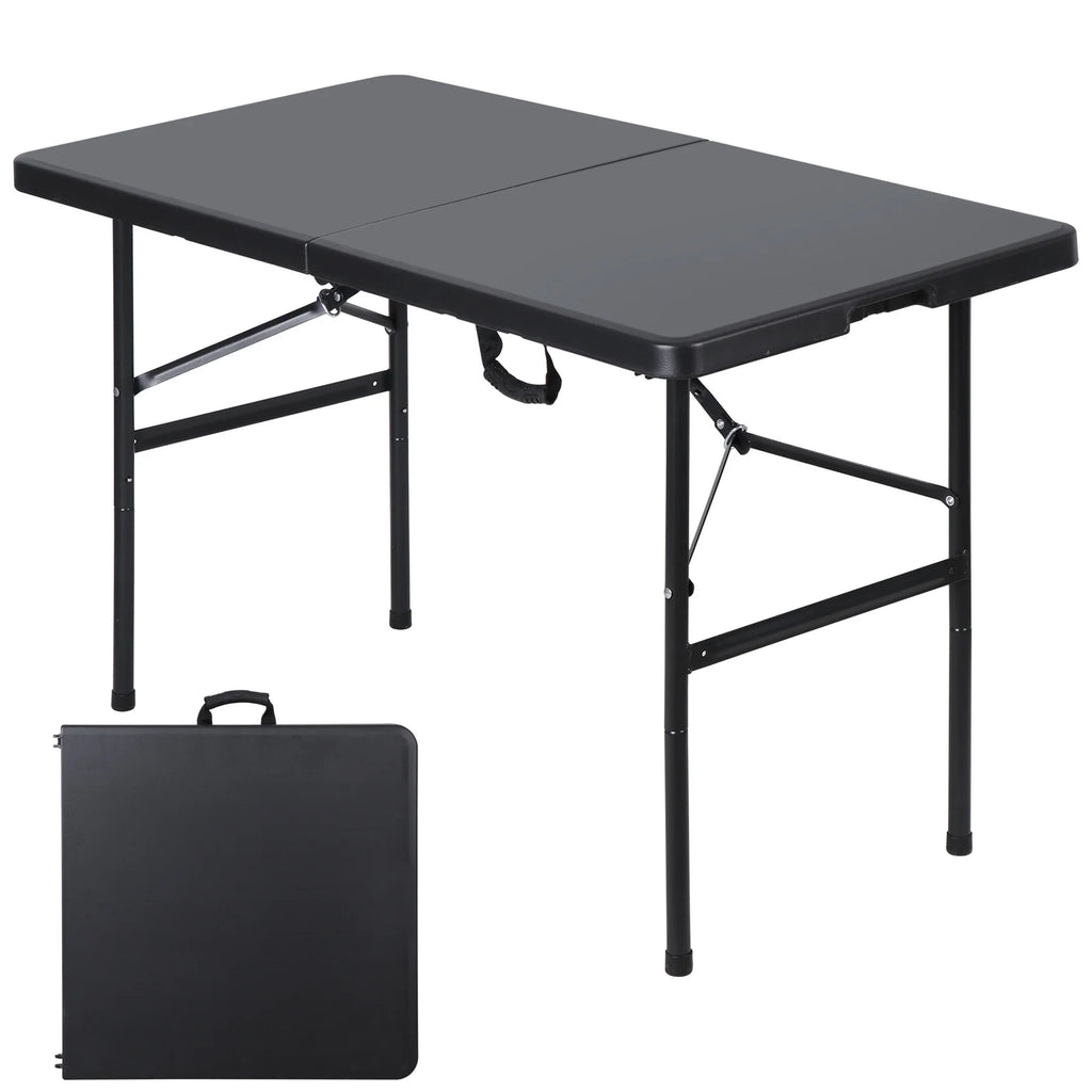 4 Ft Black Folding Plastic Table Y25211