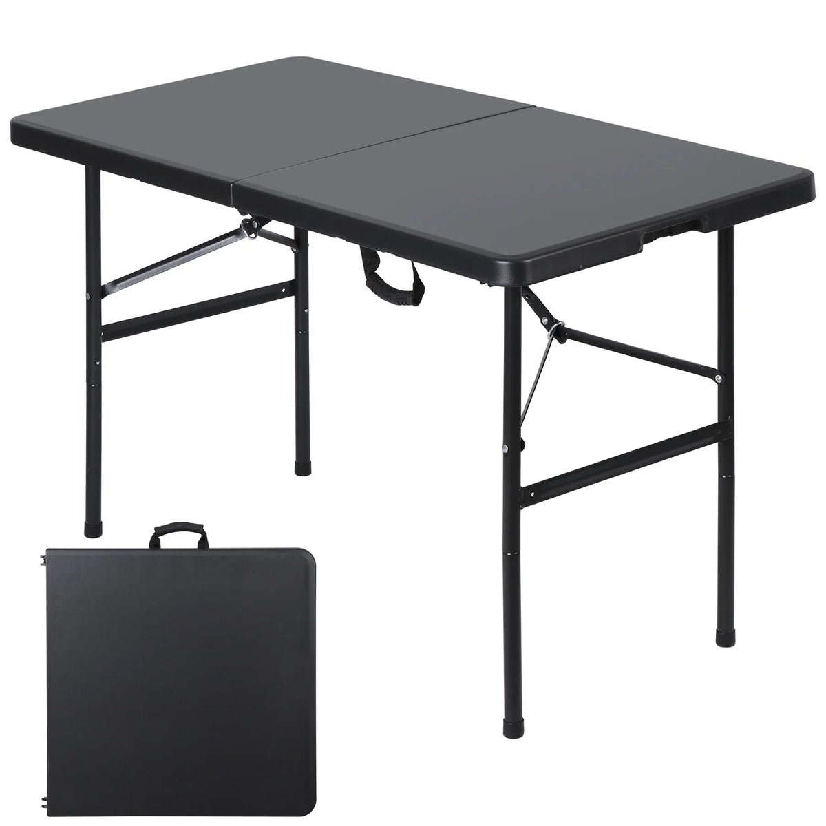 4 Ft Black Folding Plastic Table Y25211