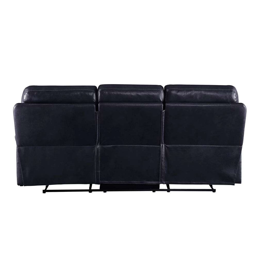 Navy Blue Leatherette Tufted Motion Sofa B623