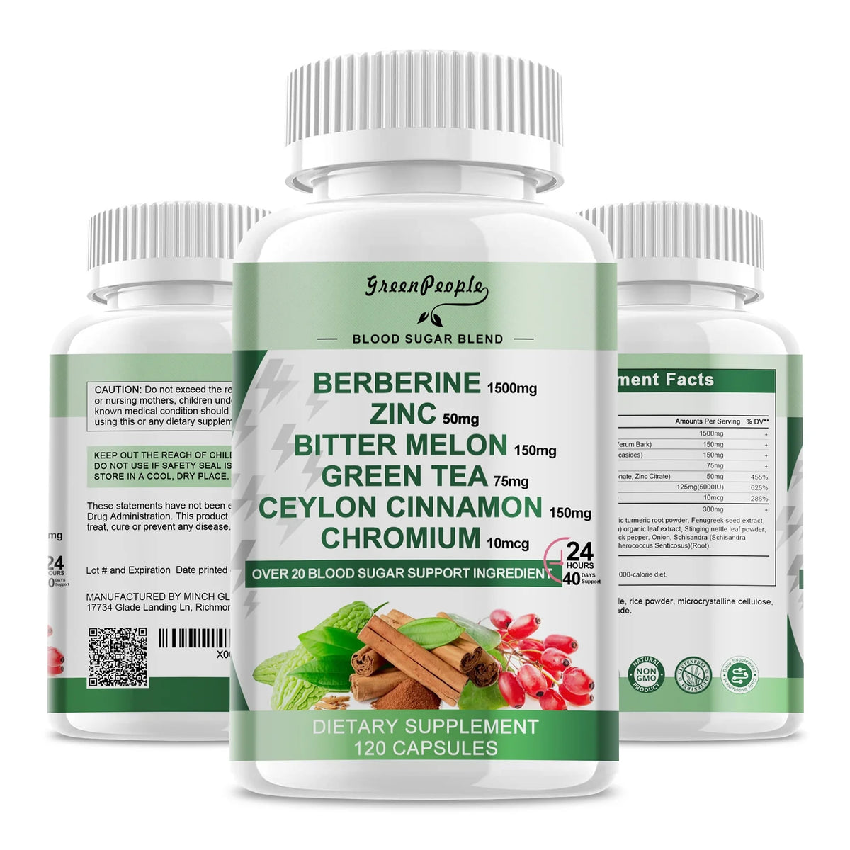 Berberine Supplement 1500mg 120 Capsules Y142