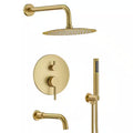 10 in. Wall Mount Shower Head and Tub Faucet 2.5 GPM Brushed Gold T866
