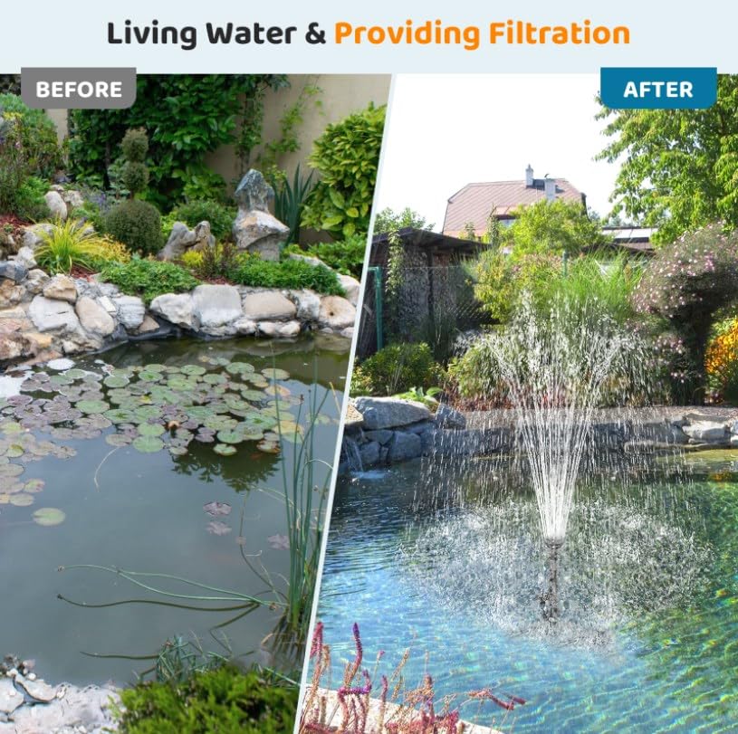 40W 660GPH Floating Pond Fountain with LED Lights and 3 Modes Spray H1601