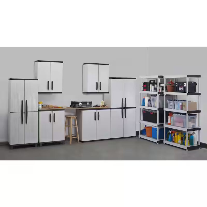 Gray Plastic Freestanding Garage Cabinet R65015