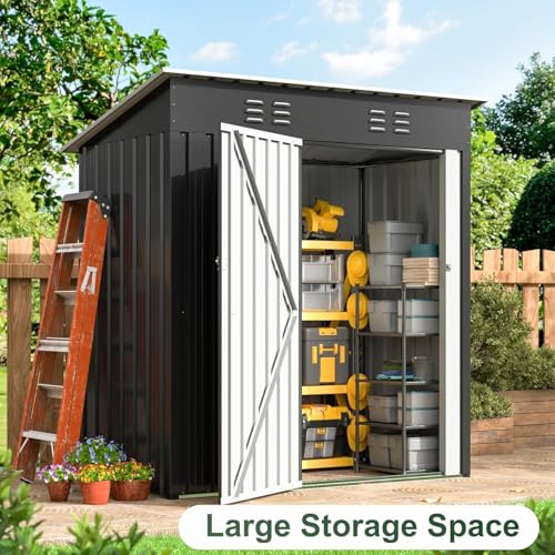 8x8 FT Metal Outdoor Storage Shed with Lockable Doors U5832