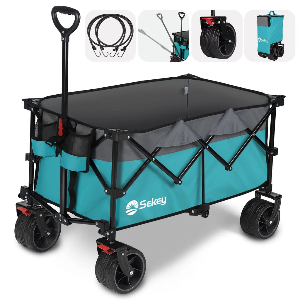 200L Heavy Duty Foldable Wagon with All-Terrain Wheels, Black J219