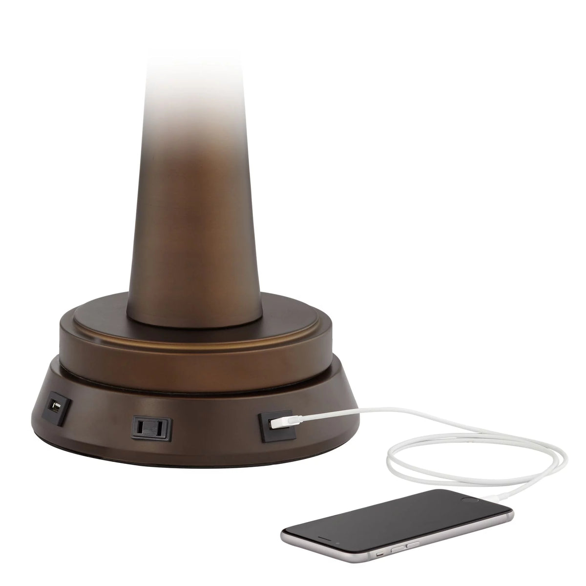 Mid Century Coastal Table Lamp with USB and AC Power Outlet 32.75" Tall White Ceramic J796824