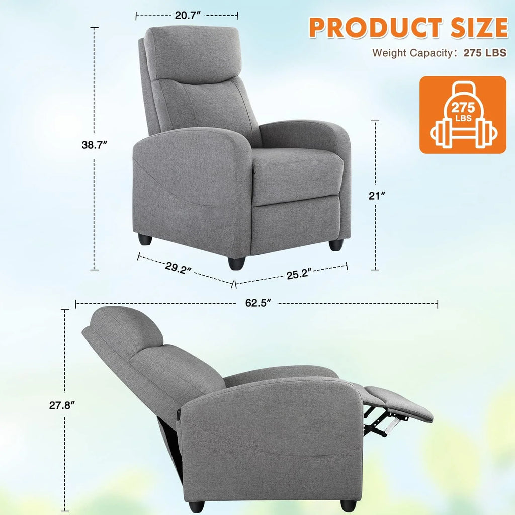 PU Leather Recliner Chair with Lumbar Support W42559
